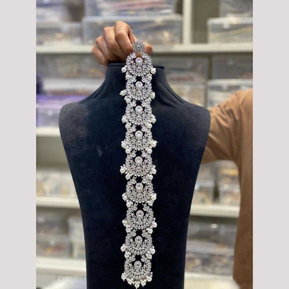 Hira Collections Royal Tresses Crystal And Pearl Hair Choti for Elegant Hairstyles