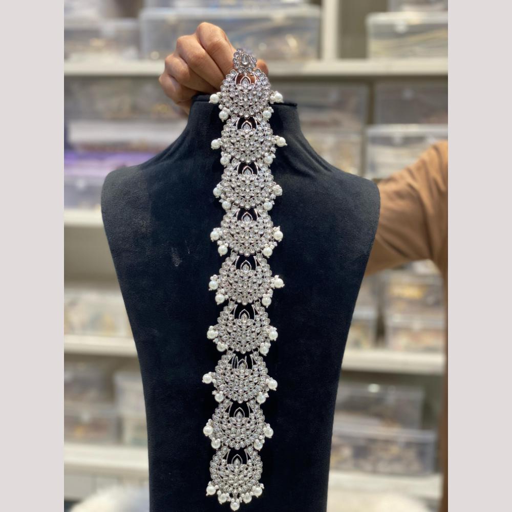 Hira Collections Royal Tresses Crystal And Pearl Hair Choti for Elegant Hairstyles