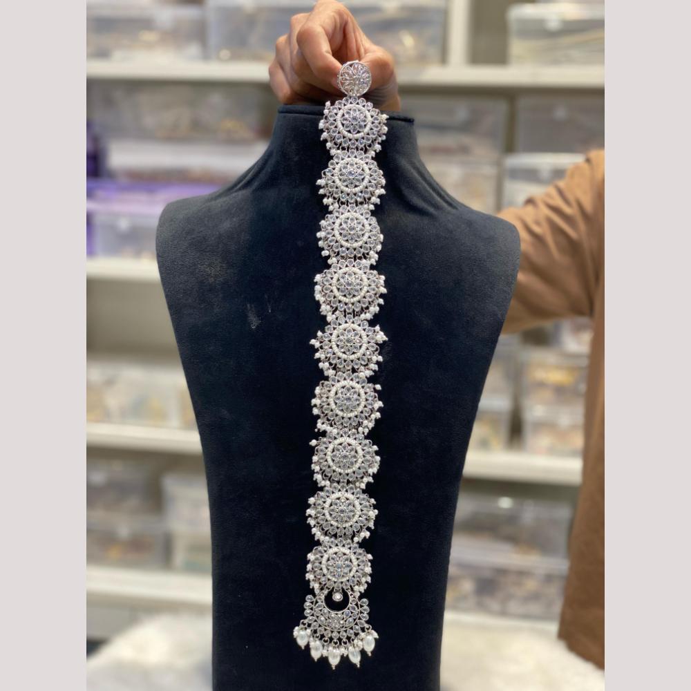 Hira Collections Royal Tresses Crystal And Pearl Hair Choti for Elegant Hairstyles