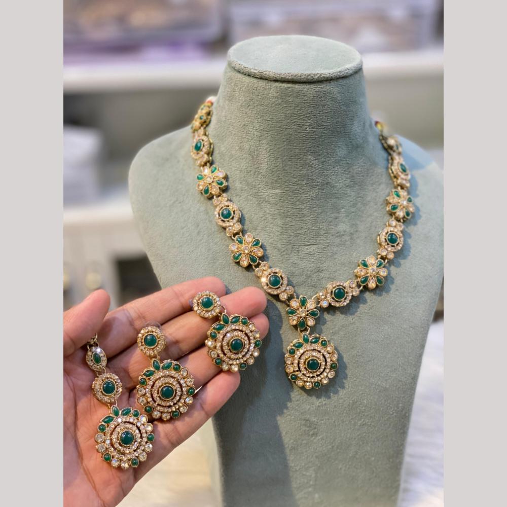 Hira Collections Designer Radiant Crystal Stone Necklace Set