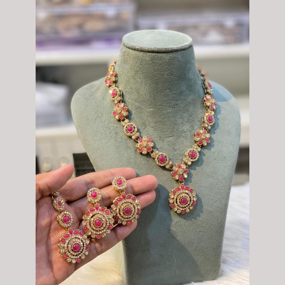 Hira Collections Designer Radiant Crystal Stone Necklace Set