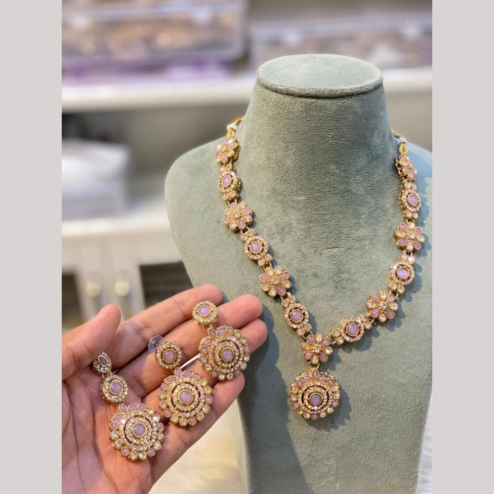 Hira Collections Designer Radiant Crystal Stone Necklace Set