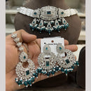 Hira Collections Designer Radiant Crystal And Beads Choker Necklace Set