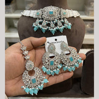 Hira Collections Designer Radiant Crystal And Beads Choker Necklace Set