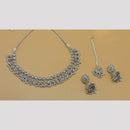 Hira Collections Stylish Rhodium Plated Crystal And Pearl Necklace Set