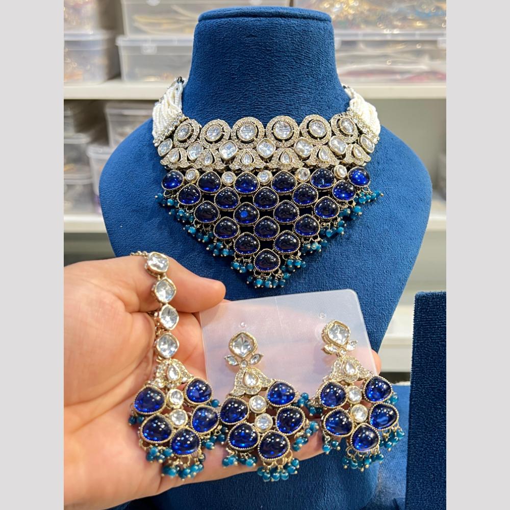 Hira Collections Classic Pota Stone and Kundan Pearl Necklace Set