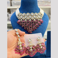 Hira Collections Classic Pota Stone and Kundan Pearl Necklace Set