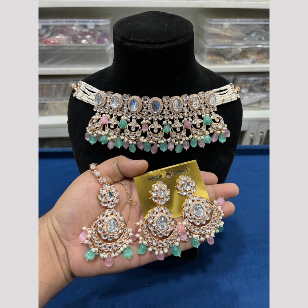 Hira Collections Royal Kundan Stone And Pearl Festive Wear Necklace Set