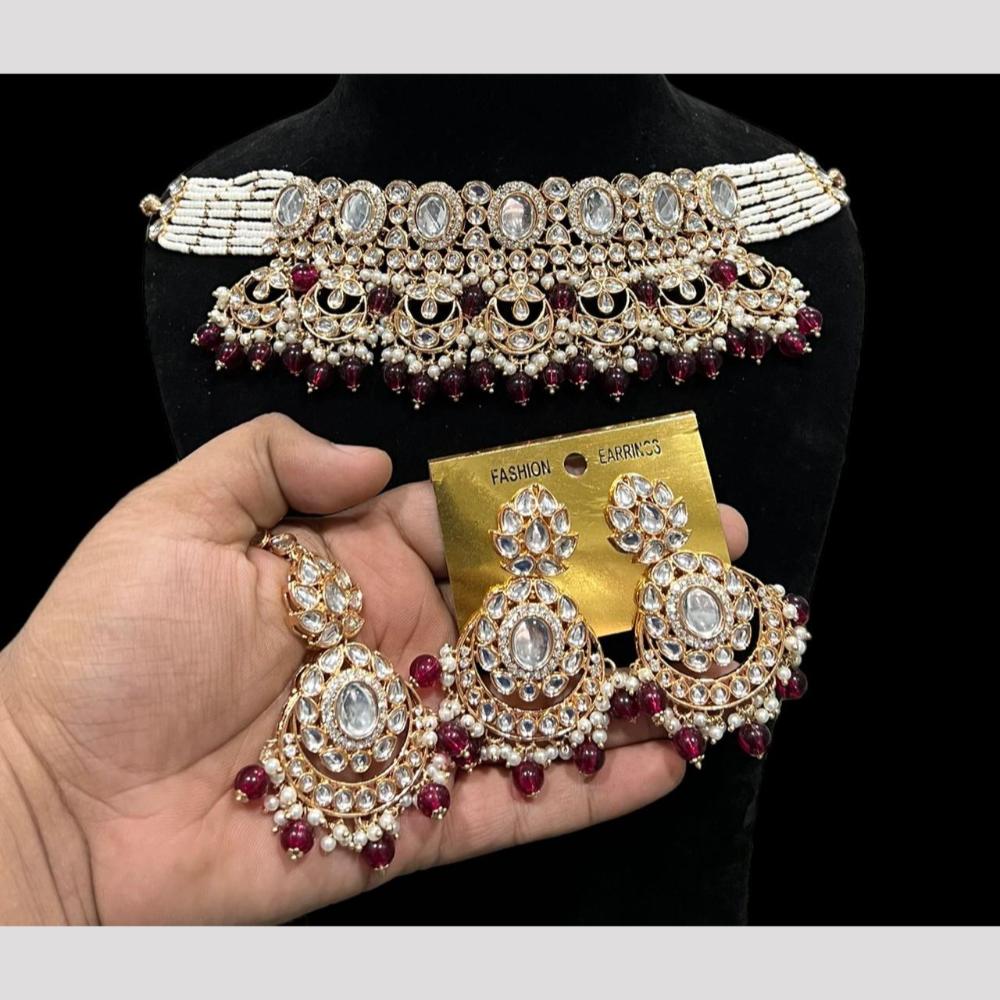 Hira Collections Royal Kundan Stone And Pearl Festive Wear Necklace Set