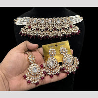 Hira Collections Royal Kundan Stone And Pearl Festive Wear Necklace Set