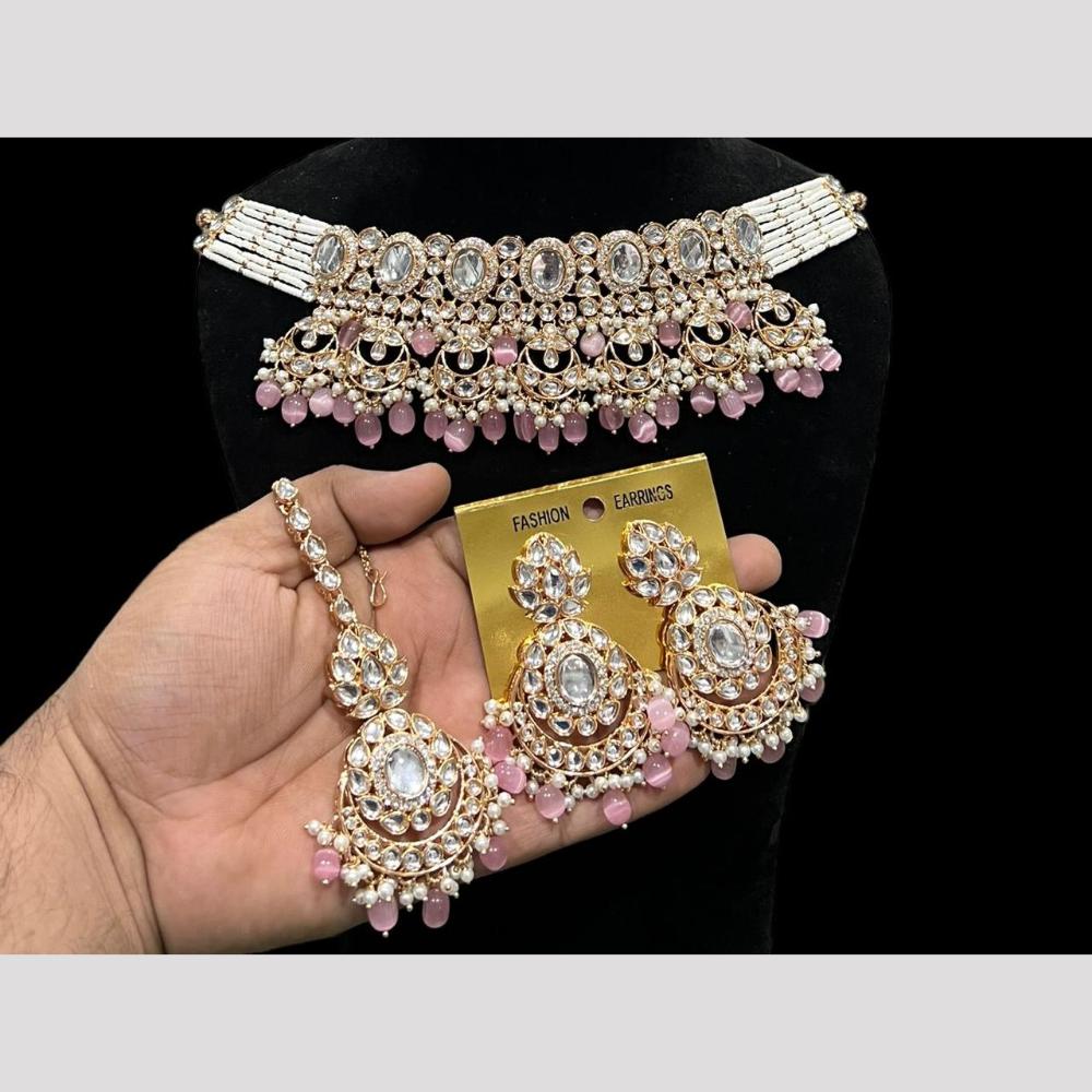 Hira Collections Royal Kundan Stone And Pearl Festive Wear Necklace Set