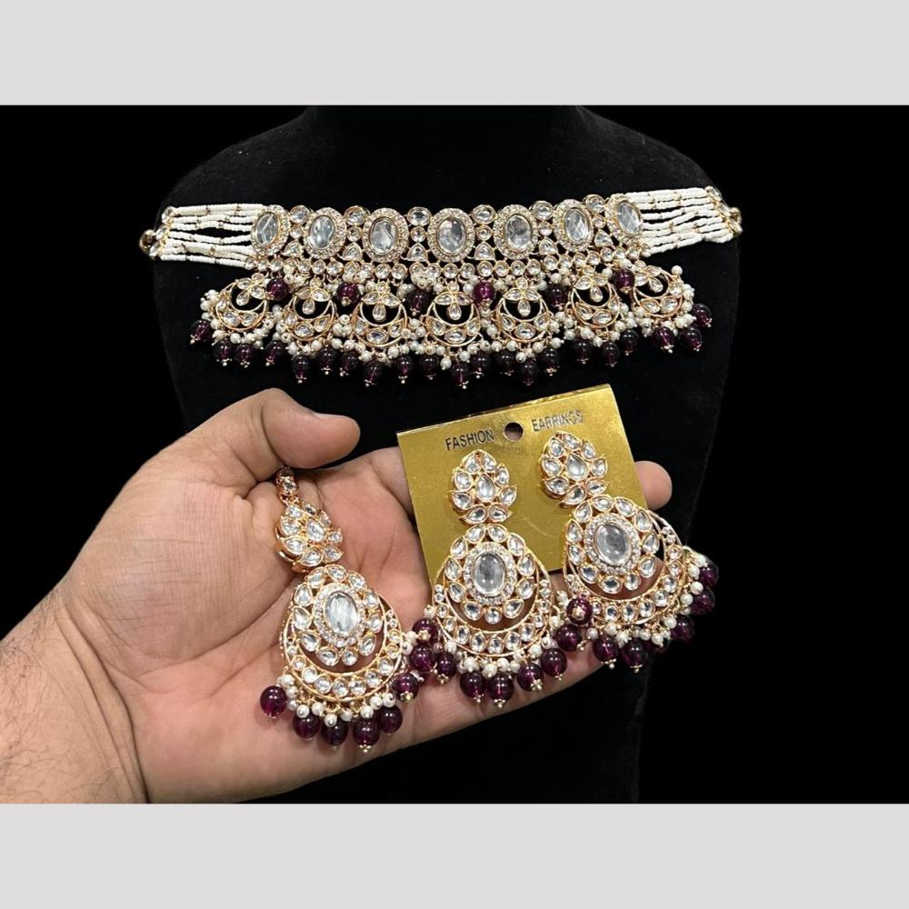 Hira Collections Royal Kundan Stone And Pearl Festive Wear Necklace Set