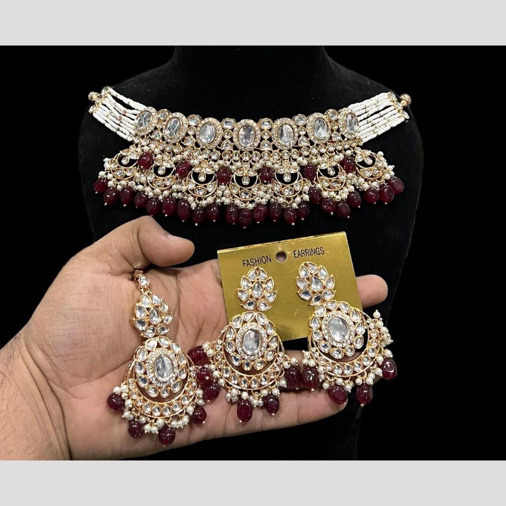 Hira Collections Royal Kundan Stone And Pearl Festive Wear Necklace Set