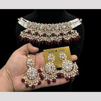 Hira Collections Royal Kundan Stone And Pearl Festive Wear Necklace Set