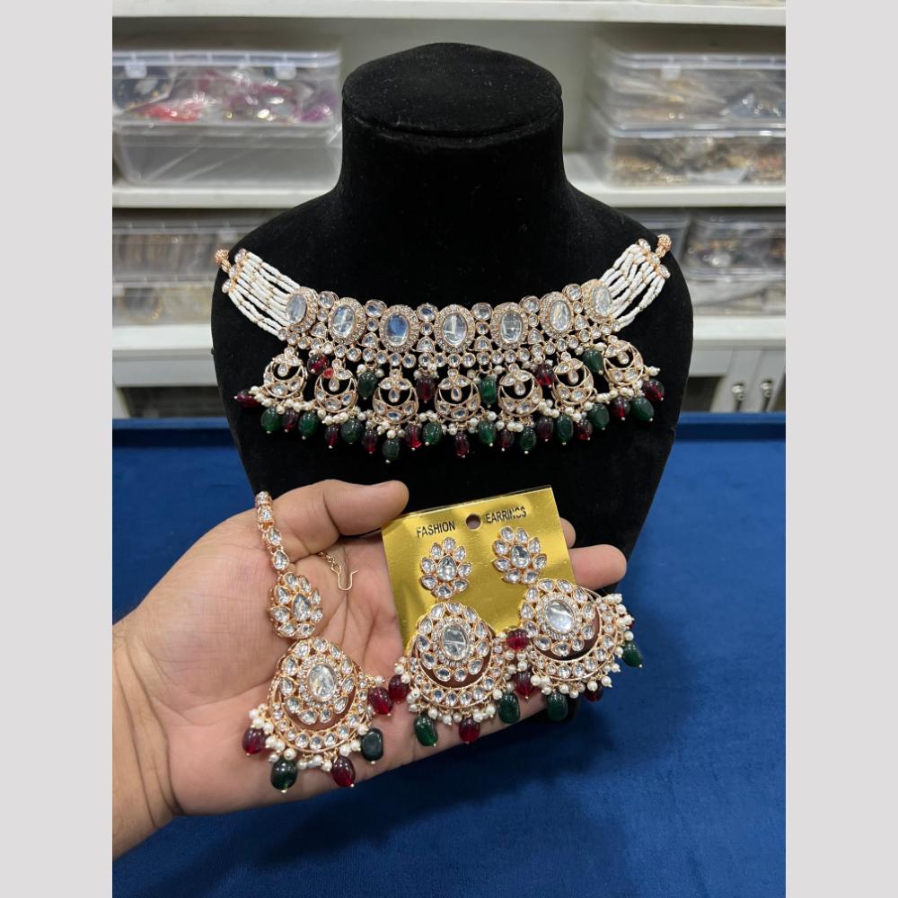Hira Collections Royal Kundan Stone And Pearl Festive Wear Necklace Set