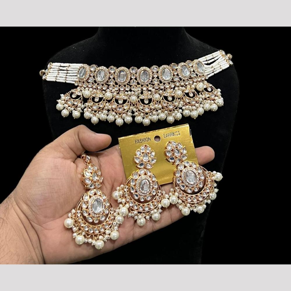 Hira Collections Royal Kundan Stone And Pearl Festive Wear Necklace Set