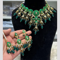 Hira Collections Festive Wear Kundan And Pearl Meenakari Necklace Set