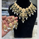 Hira Collections Festive Wear Kundan And Pearl Meenakari Necklace Set