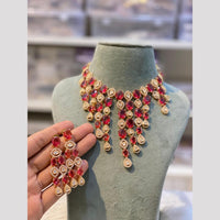 Hira Collections Designer Polki Kundan Stone And American Diamond Necklace Set 