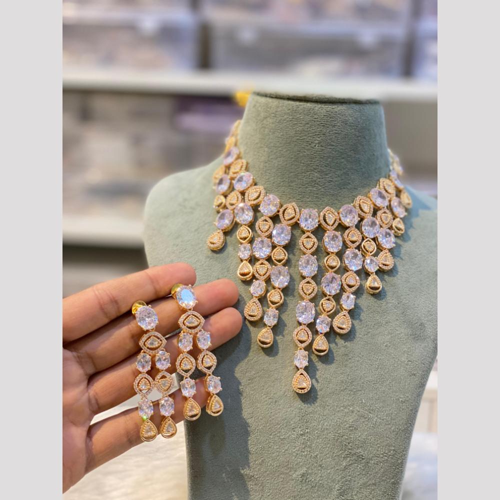 Hira Collections Designer Polki Kundan Stone And American Diamond Necklace Set