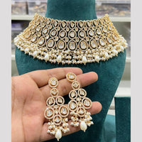Hira Collections Royal Heavy Polki Kundan Stone And Pearl Choker Necklace Set