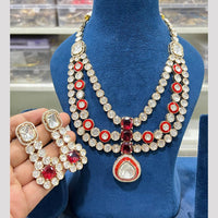 Hira Collections Luxury Kundan And American Diamond Meenakari Necklace Set