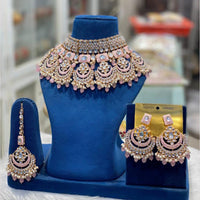 Hira Collections Festive Wear Kundan And Pearl Meenakari Necklace Set