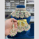 Hira Collections Festive Wear Kundan And Pearl Meenakari Necklace Set