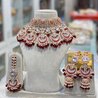 Hira Collections Festive Wear Kundan And Pearl Meenakari Necklace Set