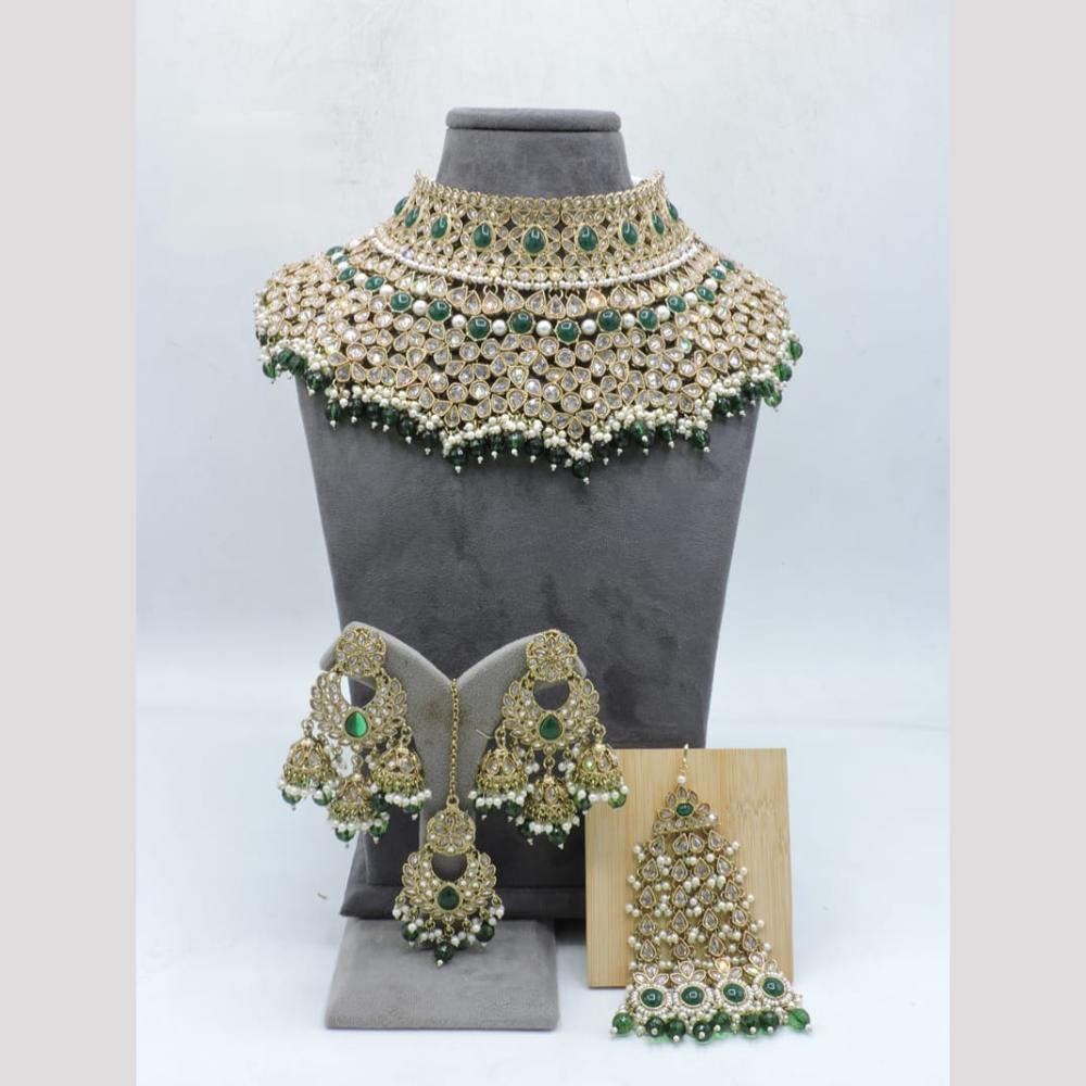 Hira Collections Modern Polki Kundan Stone And Beads Choker Jewellery Set