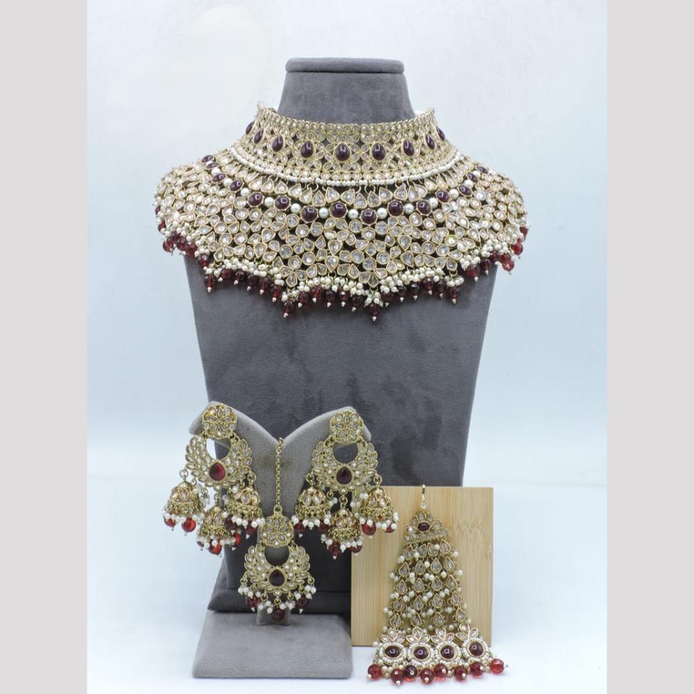 Hira Collections Modern Polki Kundan Stone And Beads Choker Jewellery Set