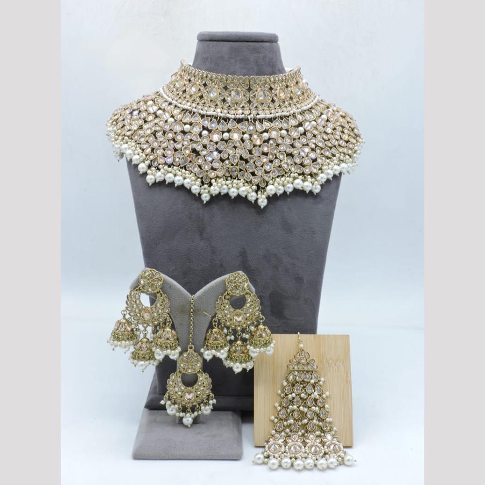Hira Collections Modern Polki Kundan Stone And Beads Choker Jewellery Set