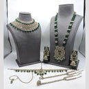 Hira Collections Premium Crystal Stone Pearl And Beaded Bridal Jewellery Set