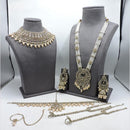Hira Collections Premium Crystal Stone Pearl And Beaded Bridal Jewellery Set