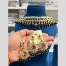 Hira Collections Elegant Gold Plated Crystal Stone And Pearl Choker Necklace Set