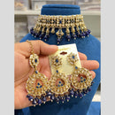 Hira Collections Elegant Gold Plated Austrian Stone And Pearl Choker Necklace Set