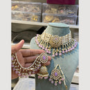 Hira Collections Pearl Layer And Austrian With Beads Detaling Choker Necklace Set