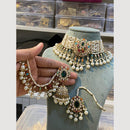 Hira Collections Pearl Layer And Austrian With Beads Detaling Choker Necklace Set