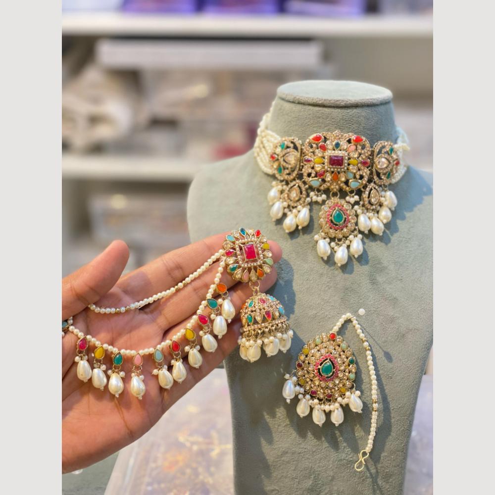 Hira Collections Pearl Layer Choker Necklace Set