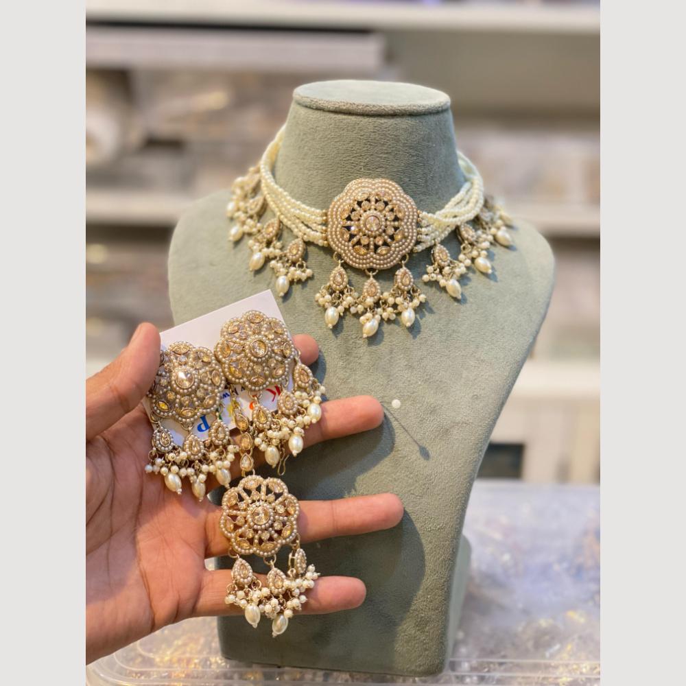 Hira Collections Pearl Layer Choker Necklace Set