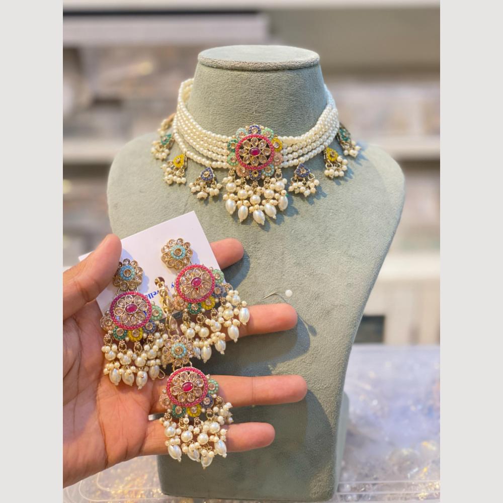 Hira Collections Pearl Layer Choker Necklace Set