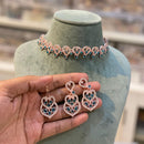 Hira Collection Designer Crystal Stone Necklace Set with Matching Earrings & Maangtikka