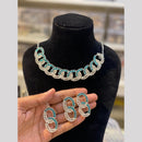 Hira Collection Elegant Rhodium Plated Austrian Stone & Pearl Necklace Set