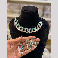 Hira Collection Elegant Rhodium Plated Austrian Stone & Pearl Necklace Set