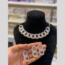 Hira Collection Elegant Rhodium Plated Austrian Stone & Pearl Necklace Set
