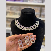 Hira Collection Elegant Rhodium Plated Austrian Stone & Pearl Necklace Set