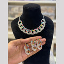 Hira Collection Elegant Rhodium Plated Austrian Stone & Pearl Necklace Set