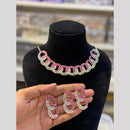 Hira Collection Elegant Rhodium Plated Austrian Stone & Pearl Necklace Set