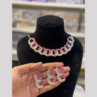 Hira Collection Elegant Rhodium Plated Austrian Stone & Pearl Necklace Set