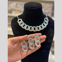 Hira Collection Elegant Rhodium Plated Austrian Stone & Pearl Necklace Set